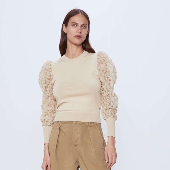 Zara | Sweaters | Zara Tulle Sleeve 